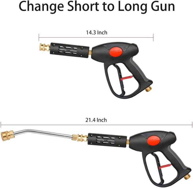 Sooprinse High Pressure Washer Gun 4000 PSI, 7 Inch Extension Replacement Wand with 5 Nozzle Tips, M22 Fitting, 3/8'' Quick Connect - Image 4